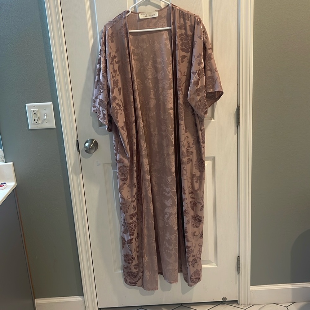Boutique store bought. Dark pink velvet accent, cover-up, vintage havanna